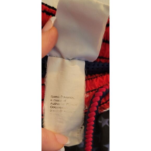 Vintage Speedo Swim Trunks Mens XL Shorts Red Blue American Flag USA Drawstring - Picture 7 of 11